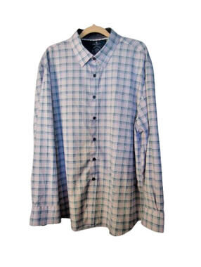 Con.Struct Slim Fit Long Sleeve Button Front Shirt Mens Xl Pink Blue Plaid Check